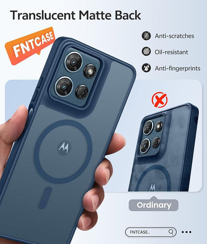 FNTCASE for Moto G 2026/2025 Case: Motorola Moto G Play 5G 2026 Case [Compatible with Magsafe] Translucent Matte Cases with [Screen Protector] Military Grade Shockproof Protective Phone Cover -Blue
