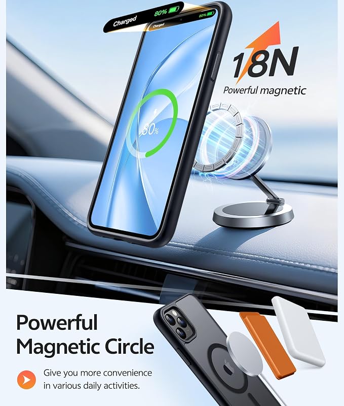 FNTCASE for iPhone 11 Pro Max Case: [Compatible with Magsafe] Translucent Matte Magnetic Phone Cover - Military Grade Drop Protection Shockproof Protective for iPhone 11Pro Max 2019 Cases - Black