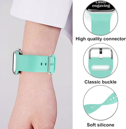 Faith with Cross Watch Band Compatible with Apple Watch Laser Engraved Band Silicone 38mm 40mm 41mm 42mm 44mm 45mm 46mm 49mm Strap Jesus Psalm Christian God Blessed (Beryl, 42/44/45/46/49mm S/M)