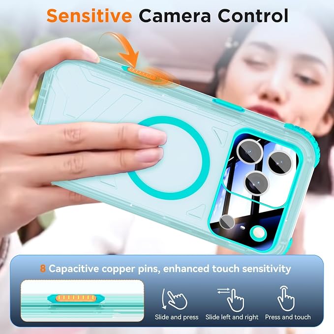 WIFORT for iPhone 17 Pro Max Waterproof Case, [Fit for Magsafe] with Sapphire Lens & Screen Protector, IP68 Full Body 15FT Military Shockproof, Magnetic Frosted Phone Cover with Lanyard, 6.9" Teal