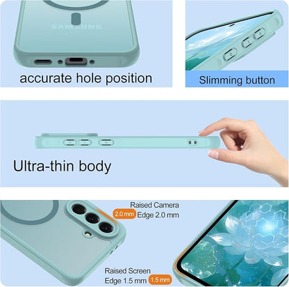 for Samsung Galaxy A56 5G Phone Case: Samsung A56 Case [Mag-Safe Fit] with 2PC Tempered Glass Screen Protector,Frosted Translucent A56 Case Soft-Touch Skin Protection for Galaxy A56 Cover,Mint Greenn