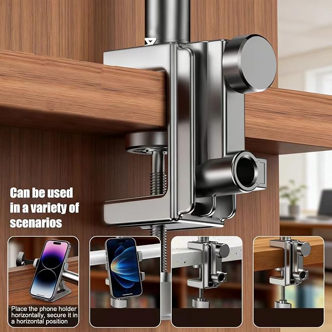 Phone Holder for Bed, Magnetic Cell Phone Stand for iPhone17 16 15 14 13 12 Pro Max Plus Mini, Flexible Long Arm Mount 360 Adjustable for Desk/Bedside Filming/Video or Photo