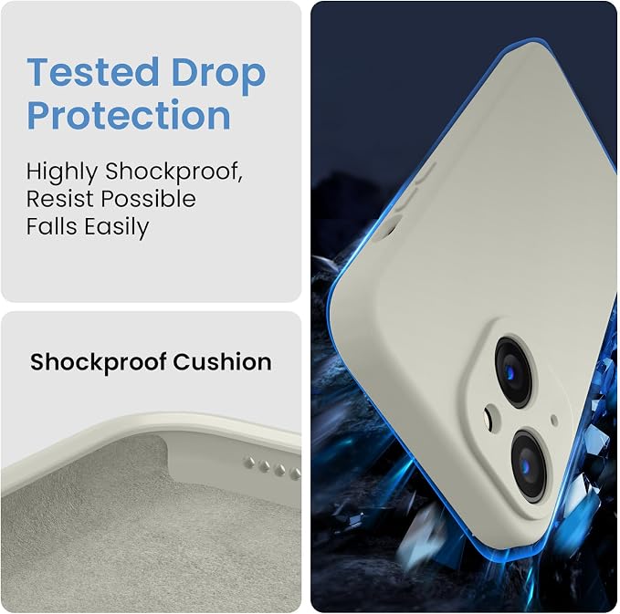 FireNova Designed for iPhone 15 Plus Case, Silicone [Camera Protection] Case, Soft Anti-Scratch Microfiber Lining Inside, 6.7 inch, Stone