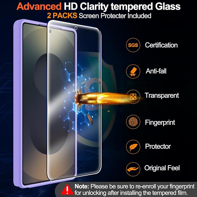 MOZOTER for Samsung Galaxy S25 Ultra Case,[Compatible with MagSafe] Purple | [12Ft Military Dropproof][2*Screen Protector]Translucent Anti-Slip Back Slim Shockproof Case for S25 Ultra-Purple