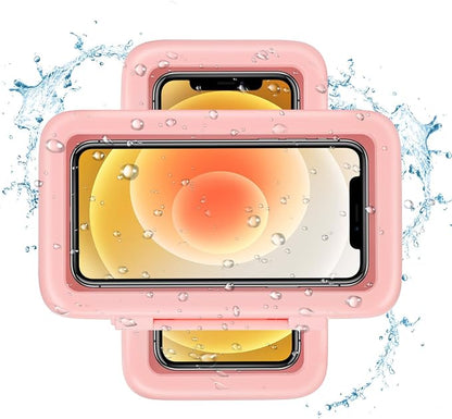 KUNSLUCK Shower Phone Holder Waterproof, 480° Rotation Shower Phone Mount, Anti-Fog HD Sensitive Touch Screen Phone Holder for Shower, Bathtub, Compatible with 4.7" - 6.8" Cell Phones（Romantic Pink ）