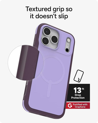 ZAGG Sedona Snap Case for iPhone 17 Pro Max - Purple Dusty Grape, Drop Protection (13ft/4m), Graphene-Reinforced Multi-Layer Protection, MagSafe Phone Case with Impact-Absorbing Bumpers, Slim