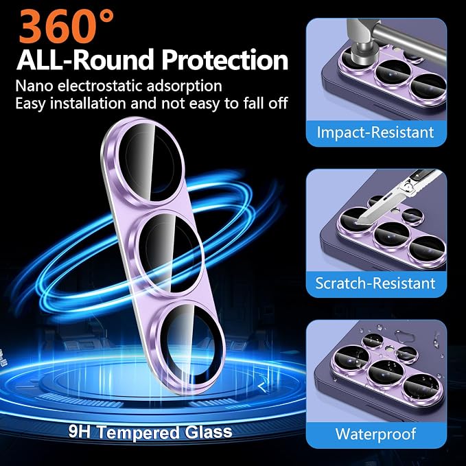 for Samsung Galaxy S26 Ultra Camera Lens Protector, Electroplated Matte Back with 9H Tempered Glass Lens Protector, [Strong Adsorption] [Case-Friendly] Metal Ring HD Clear Lens Cover, Purple