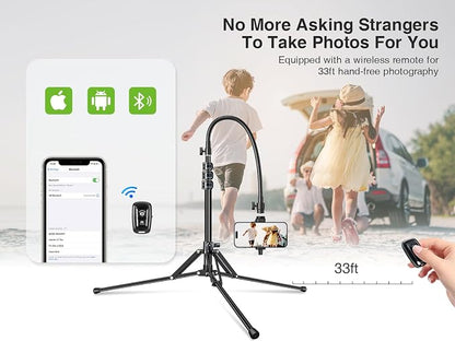 elitehood 6.8 Feet Tall Phone Stand Tripod, Aluminum iPhone Tripod [Lightweight & Ultra Stable], Adjustable Phone Recording Stand Compatible with iPhone 15 Pro Max/15 Pro/14 13, Android Cell Phone