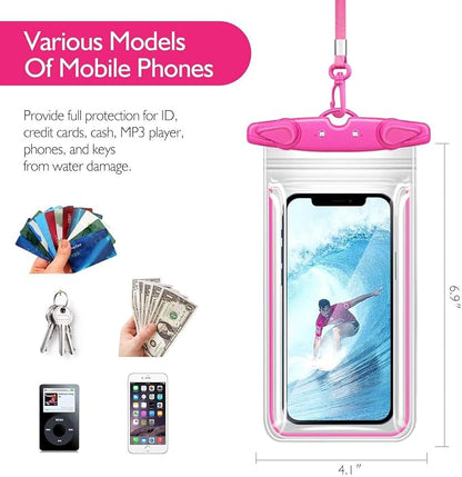 Universal Waterproof Phone Pouch, 4 Pack Waterproof Phone Case with Lanyard Protector for iPhone 17 16 15 14 13 Pro Max XS Plus Samsung Galaxy Note up to 7.5", IPX8 Cellphone Dry Bag Beach Essentials