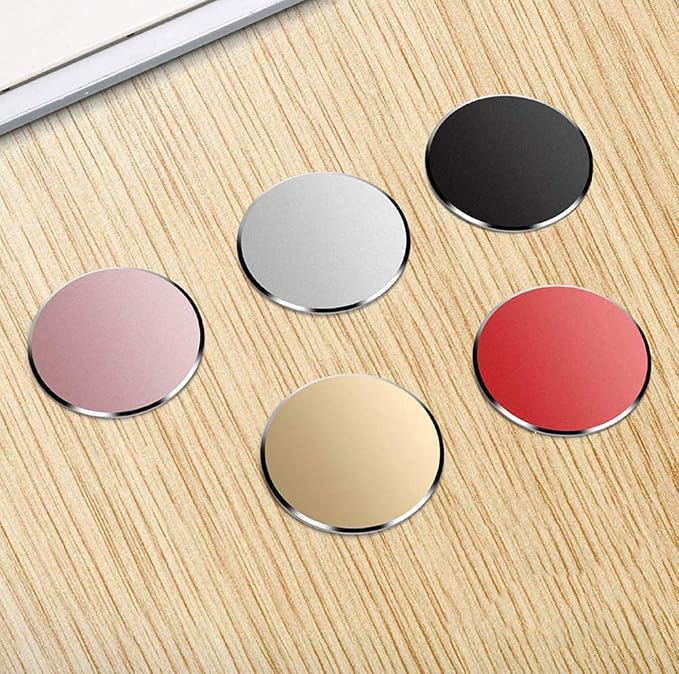 SALEX Replacement Rose Gold Metal Plates Set for Magnetic Car Phone Holders, Wall & Air Vent Mounts, Cases, Magnets. Kit of 2 Cute Pink Round Iron Discs Without Holes. 3M Adhesive Backing. 2 Pack.