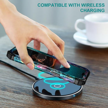 Hocase for iPhone 15 Case, Heavy Duty Shockproof Protection Soft Silicone Rubber Bumper+Hard Plastic Hybrid Protective Case for iPhone 15 (6.1" Display) 2023 - Mandala in Galaxy