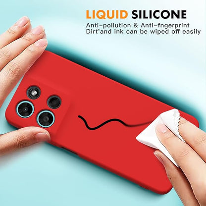 for Motorola Moto G 2026/G Play 2026 Case, 2 Pack Tempered Glass Screen Protectors, Soft TPU Liquid Silicone Shockproof Gel Cover-Red