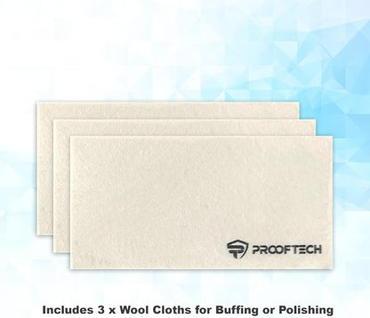 ProofTech Screen Scratch Remover Repair Kit for All Smartphones Tablets and Watches Complete Set of 3 Diamond Polishing Compounds and 3 Wool Cloths and Oleophobic Coating