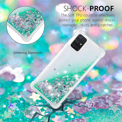 Bling Liquid Case für Galaxy A71 Silicone, Glitter Protection Case Bumper Glitter Floating Liquid Phone Cover Soft TPU Back Case Sparkle Sleeves Resistant Compatible with Samsung Galaxy A71, Green