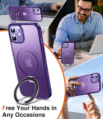 Chicfun 3-in-1 [Magnetic+Kickstand+Ring Holder] for iPhone 12/12 Pro Case Stand Ring Holder Compatible with MagSafe, Military Shockproof Protective iPhone 12/12 Pro Phone Case Kickstand Cover Purple
