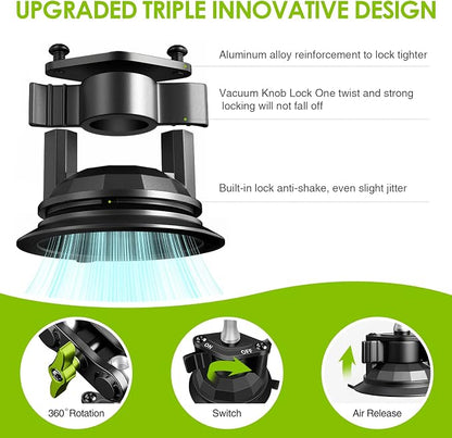 Suction Cup Phone Mount 360 Rotating Universal Ball Head Arm for Car Dashboard Windshield Vehicle Sunroof (Black)