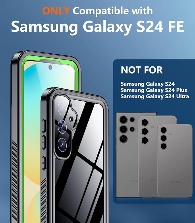 Temdan for Samsung Galaxy S24 FE Case Waterproof, [Military-Grade Drop Protection] [IP68 Underwater] Full Body Heavy Duty Rugged Shock-Proof Case for S24 FE 6.7''-Green