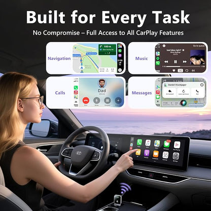 Wireless CarPlay Adapter for iPhone, Convert Wired to Wireless CarPlay Adapter, Mini Size with Extension Cable USB & USB-C/Type-C, Stable Car Control & No Delay
