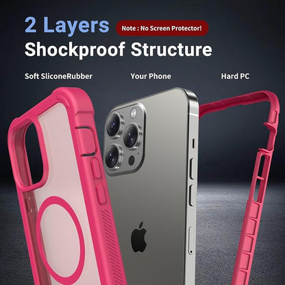 jaroco Magnetic for iPhone 13 Pro Max Case, [Compatible with MagSafe][Military Grade Drop Protection][Heavy Duty Protection][Non-Slip][Shockproof] 2-Layer Durable Bumper Phone Case 6.7''-Rose