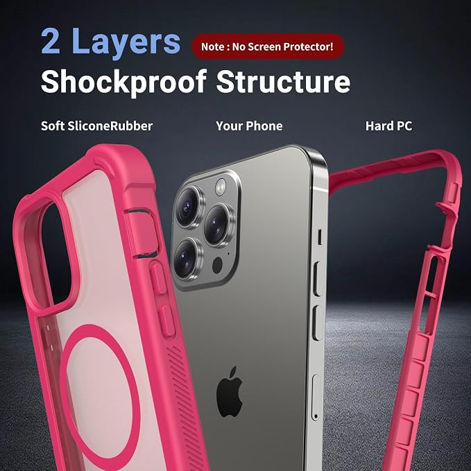 jaroco Magnetic for iPhone 13 Pro Case, [Compatible with MagSafe][Military Grade Drop Protection][Heavy Duty Protection][Non-Slip][Shockproof] 2-Layer Durable Bumper Phone Case 6.1''-Rose