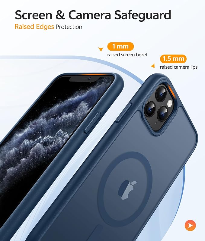 FNTCASE for iPhone 11 Pro Case: [Compatible with Magsafe] Translucent Matte Magnetic Phone Cover - Military Grade Drop Protection Shockproof Protective for iPhone 11Pro 2019 Cases - Blue