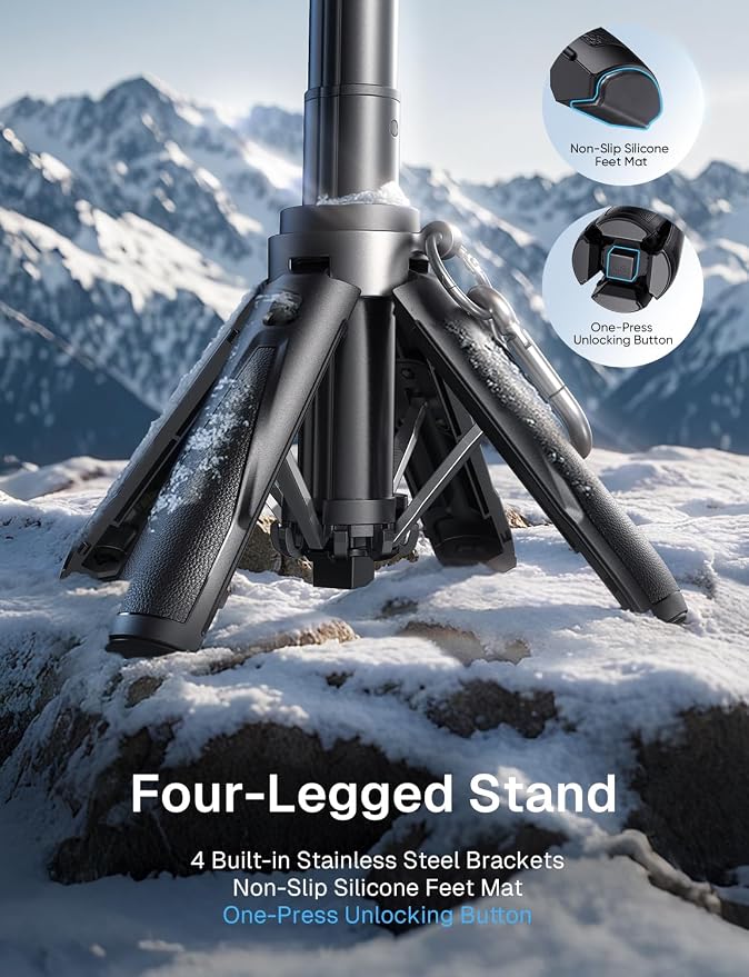 MAGIC JOHN Phone Tripod with 2 Selfie Light, Portable Pocket Size Selfie Stick for iPhone Magsafe, Selfie Stick with Detachable Remote Control for Photograph, Live Streaming, Video Recording