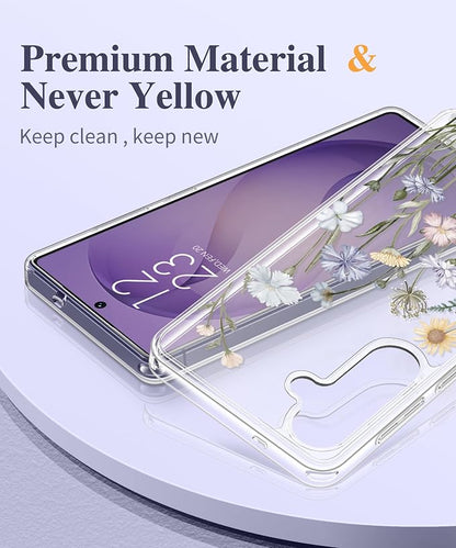 GVIEWIN for Samsung Galaxy S26 Case, Clear Floral Slim Shockproof Protective Women Phone Case, Non-Yellowing, with Screen Protector & Camera Lens Protector for Galaxy S26 6.3", Vibrant Spring