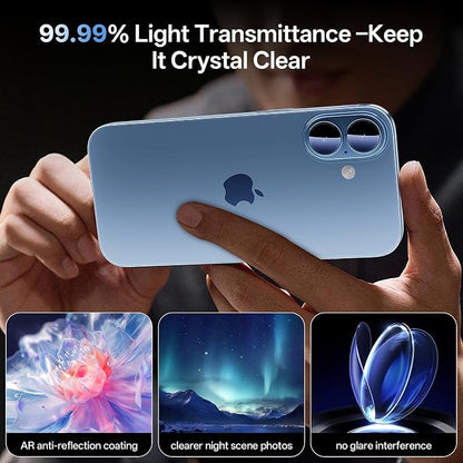 Camera Lens Protector for iPhone 17 6.3"（2025）-Single Piece,Ultra Thin Aluminum Alloy Frame,9H Dual-Strength Glass with 99% AR Light Transmittance,Case Friendly, Light Blue