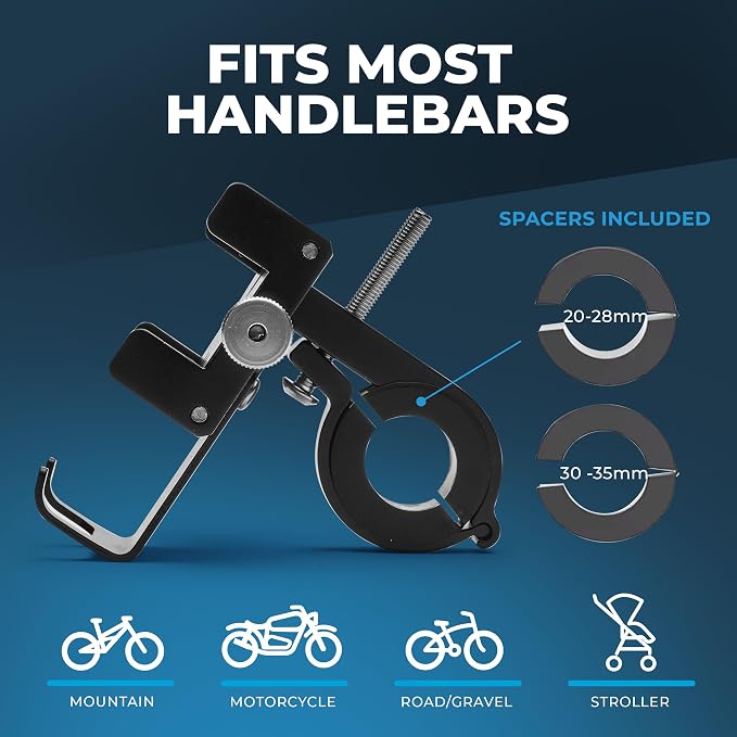 Roam Universal Cell Phone Holder Mount, Adjustable Fit for Smartphones 2" - 3.8" Wide, 7" L x 0.5" H, Hands Free Navigation System for Motorcycle eBike Dirt Bike Road Bike Cruiser Moped Scooter