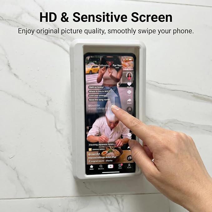 Shower Phone Holder Waterproof, 360° Adjustable Anti-Fog Case, Wall Mount for All Smartphones Up to 7 Inches