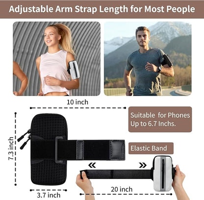 Prime Comfort Running Phone Holder Armband, iPhone Arm Bands for Exercise, Running Arm Bands for Cell Phone, Phone Purse Cell Phone Holder for Walking (White)