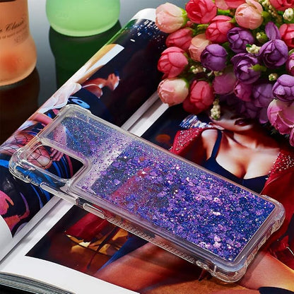 Glitter Case für Galaxy A71 Silicone, Transparent Protective Case Bumper Phone Cover Glitter Floating Liquid Phone Case Full Body Rugged Scratch Slim Shell compatible with Samsung Galaxy A71, Purple
