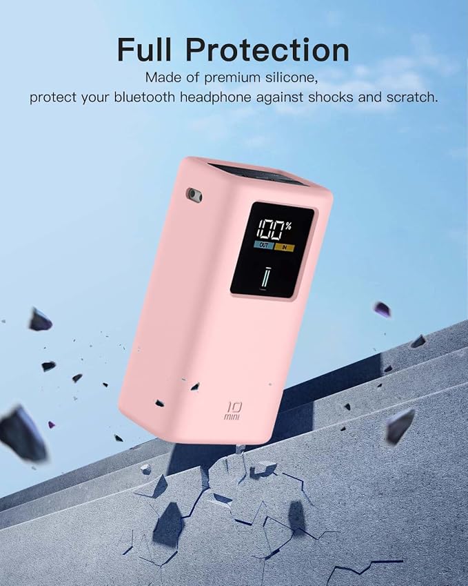 Silicone Case for CUKTECH 10 Mini Power Bank (10000mAh 55W) Full-Body Protective Cover for CUKTECH 10 Mini Portable Charger,Precise Port Cutouts (Case Only) Pink