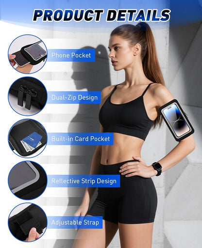 Running Cell Phone Holder, Wrist Waterproof Workout Phone Holder Up to 7.0'', Wristband Forearm Armbands with Adjustable Strap for Women