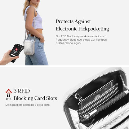 befen Genuine Leather Crossbody Cell Phone Purse for Women, Small Zip Around RFID Blocking Crossbody Wallet Bags