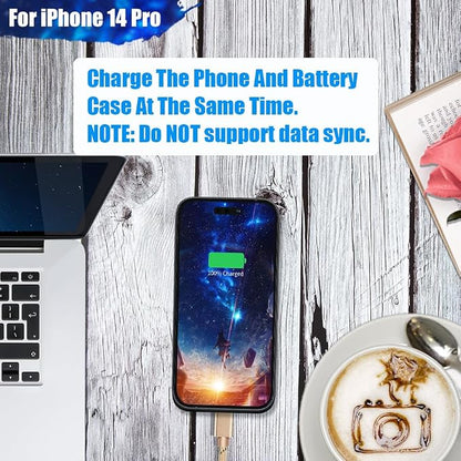 Sitong Battery Case for iPhone 14 Pro, 5000mAh Rechargeable Extended Battery Charging Charger Case, Add 100% Extra Juice (6.1 Inches) Black
