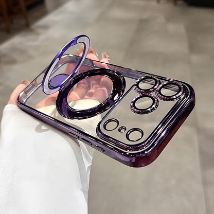 LXK Magnetic Invisible Stand for iPhone 17 Pro Max Case 6.9" Compatible with MagSafe, Military-Grade Protection, with Camera Protector, Clear Scratch-Resistant Back Cover for 17 ProMax, Purple
