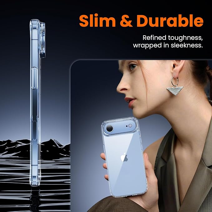 3 in 1 for iPhone Air Case Clear,Yellowing-Resistant Acrylic Back, Screen Protector *1 & Camera Lens Protector*1, Shockproof for Phone Cover 6.5 inch