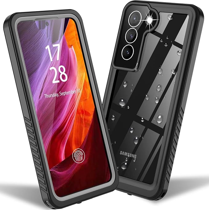 for Samsung Galaxy S22+Plus Case Waterproof,S22+Plus Case with Built-in Screen Protector,Full Body Shockproof Heavy Duty Protective Case for Samsung S22 Plus Black/Clear