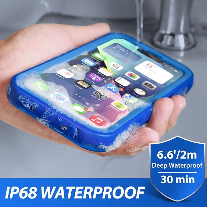 SPORTLINK Design for iPhone 14 Waterproof Case - Shockproof Dustproof Phone Case with Screen Protector for iPhone 14, Full Body Protective Case for iPhone 14 Cover 6.1'' Blue