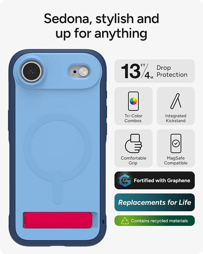 ZAGG Sedona Snap Case with Kickstand for iPhone Air - Blue Royal Ember, Drop Protection (13ft/4m), Multi-Layer Protection, with Camera Button, MagSafe Phone Case with Impact-Absorbing Bumpers