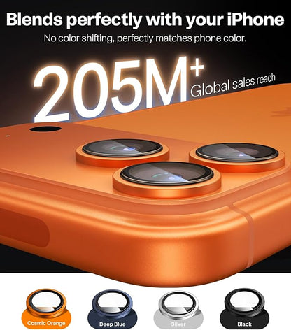 TORRAS 3-Year Ultimate Durability for iPhone 17 Pro Max/17 Pro Camera Lens Protector-1:1 Invisible Fit & Ultra Clarity, Military-Grade 9H+ Aerospace Glass Anti-Scratch Easy Installation, Cosmic Orange