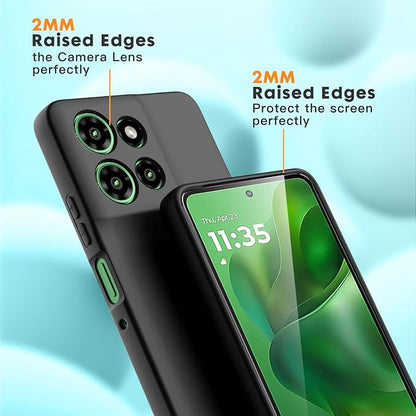 Case for Motorola Moto G Power (2025), 2 Pack Tempered Glass Screen Protectors, Soft TPU Silicone Shockproof Case-Black