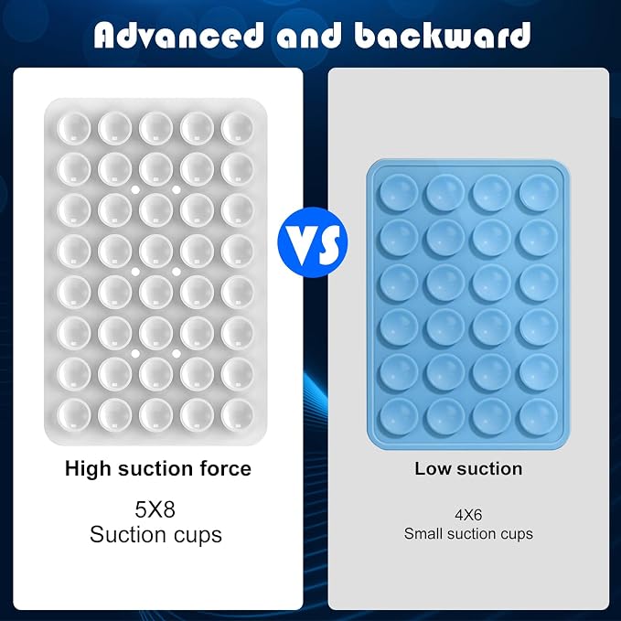Double Sided Silicone Suction Phone Holder Mount, Silicon Accessory for iPhone and Android, Hands-Free Mirror Shower Phone Holder, TikTok Videos and Selfies (Combo A)