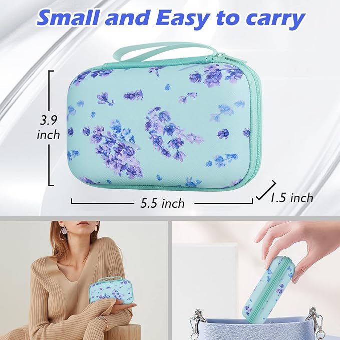 Cute DIY Cable Charger Protector Set with Electronic Organizer Bag Flowers Purple Lavender pattern Design, Soft Data Cable Line Cord Wire Saver Travel Cord Organizer Case cover Compatible for iPhone