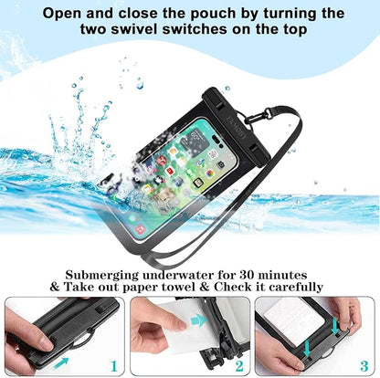 Up to 8.7" 6 Pack Multicolor Waterproof Phone Pouch, Large Phone Waterproof Case Dry Bag, Protection Level: IP68, Outdoor for Apple iPhone,Samsung,and More, Black,Blue,Pink,Orange,Yellow,Green