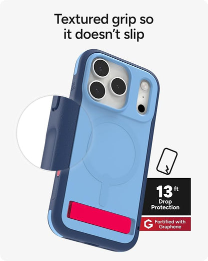 ZAGG Sedona Snap Case with Kickstand for iPhone 17 Pro - Blue Royal Ember, Drop Protection (13ft/4m), Multi-Layer Protection, with Camera Button, MagSafe Phone Case with Impact-Absorbing Bumpers