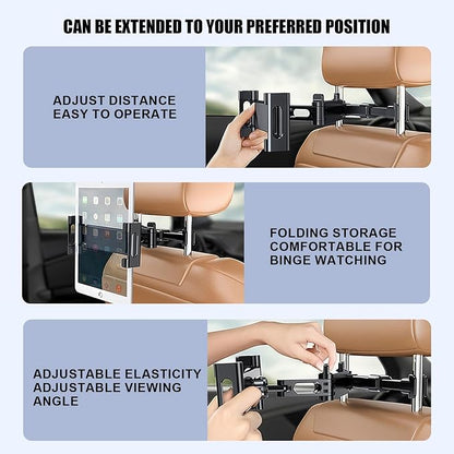 vvag Tablet Holder for Car Headrest,Adjustable iPad Backseat Mount Compatible with iPad Pro, Air, Mini, 4.7-11" Devices,Road Travel Essentials for Kids Accessories (BlackRed)