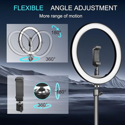 10" Selfie Ring Light with 10" Stand and 60" Selfie Stick, 3 Color Light Adjustment Suitable for Phones and Cameras, Makeup/Live Streaming/Taking Photos
