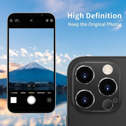 for iPhone 13 Pro and iPhone 13 Pro Max Camera Lens Protector, Anti-Scratch Tempered Glass Camera Screen Protector Shockproof Full Protective Camera Cover Case Friendly Lens Cover-Silver